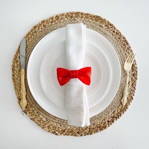 Stylish Bow Napkin Rings – Red Glitter - Handmade - Wedding Party Event Planner